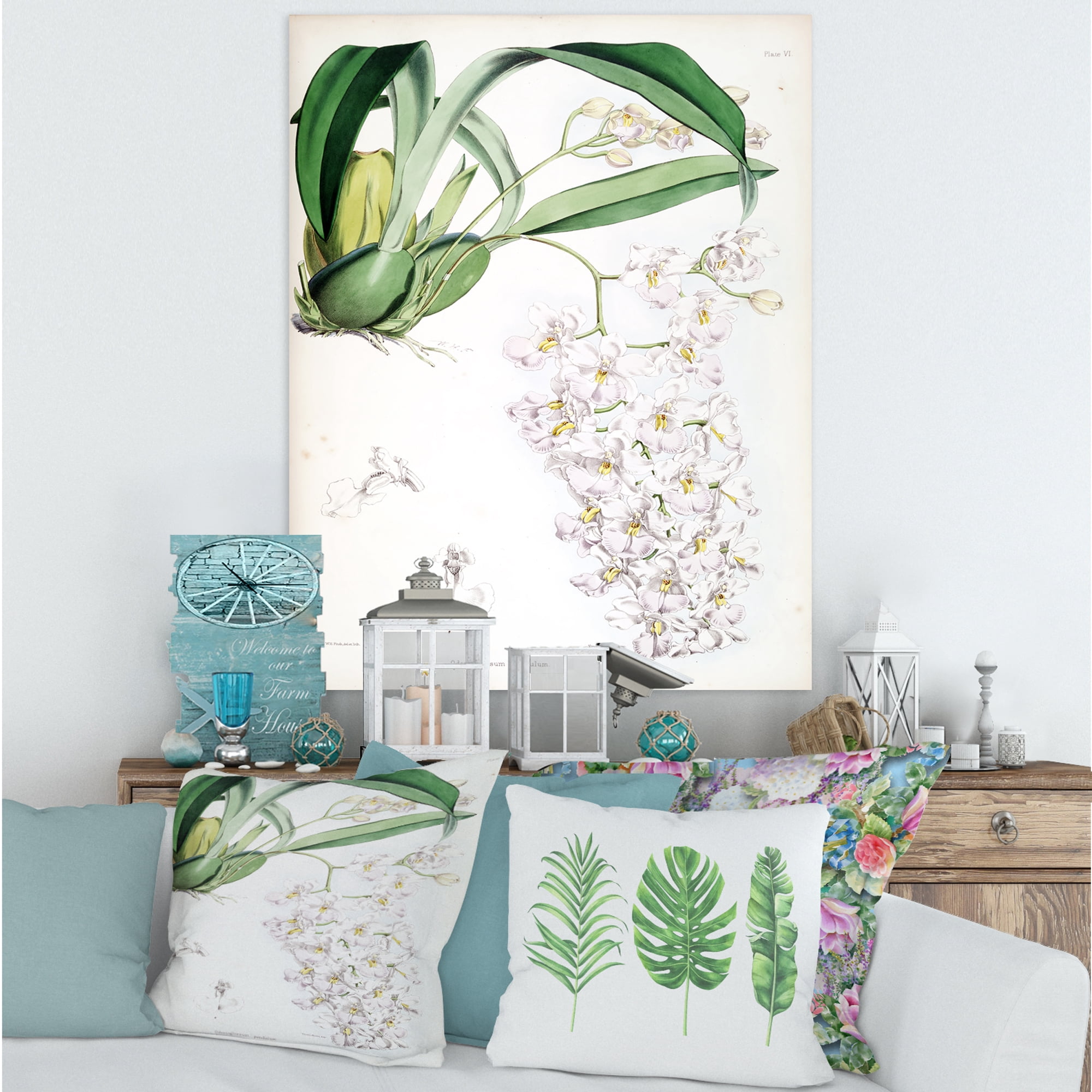 Designart ' Ancient White Orchid II ' Traditional Canvas Wall Art Print
