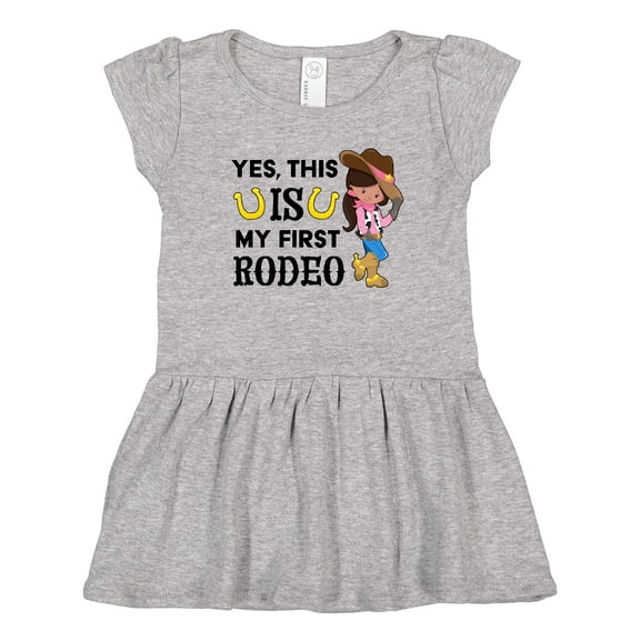 Inktastic Yes, this IS my First Rodeo- cowgirl in hat and boots Girls Toddler Dress
