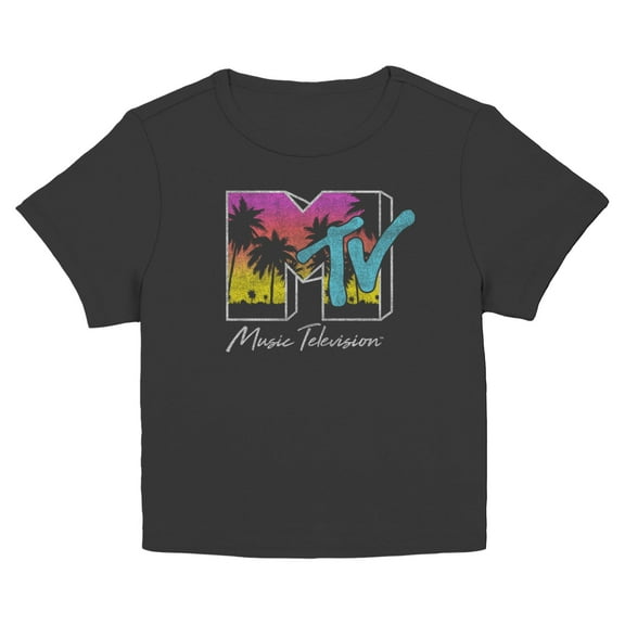Juniors MTV Distressed Landscape Logo T Shirt