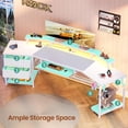 thumbnail image 3 of SEDETA 79" Gaming Desk with LED Lights and Power Outlets, U Shaped Desk with Monitor Stand and Drawers, Gaming Table with Keyboard Tray, Cup Holder and CPU Stand for Bedroom, Carbon Fiber White, 3 of 8