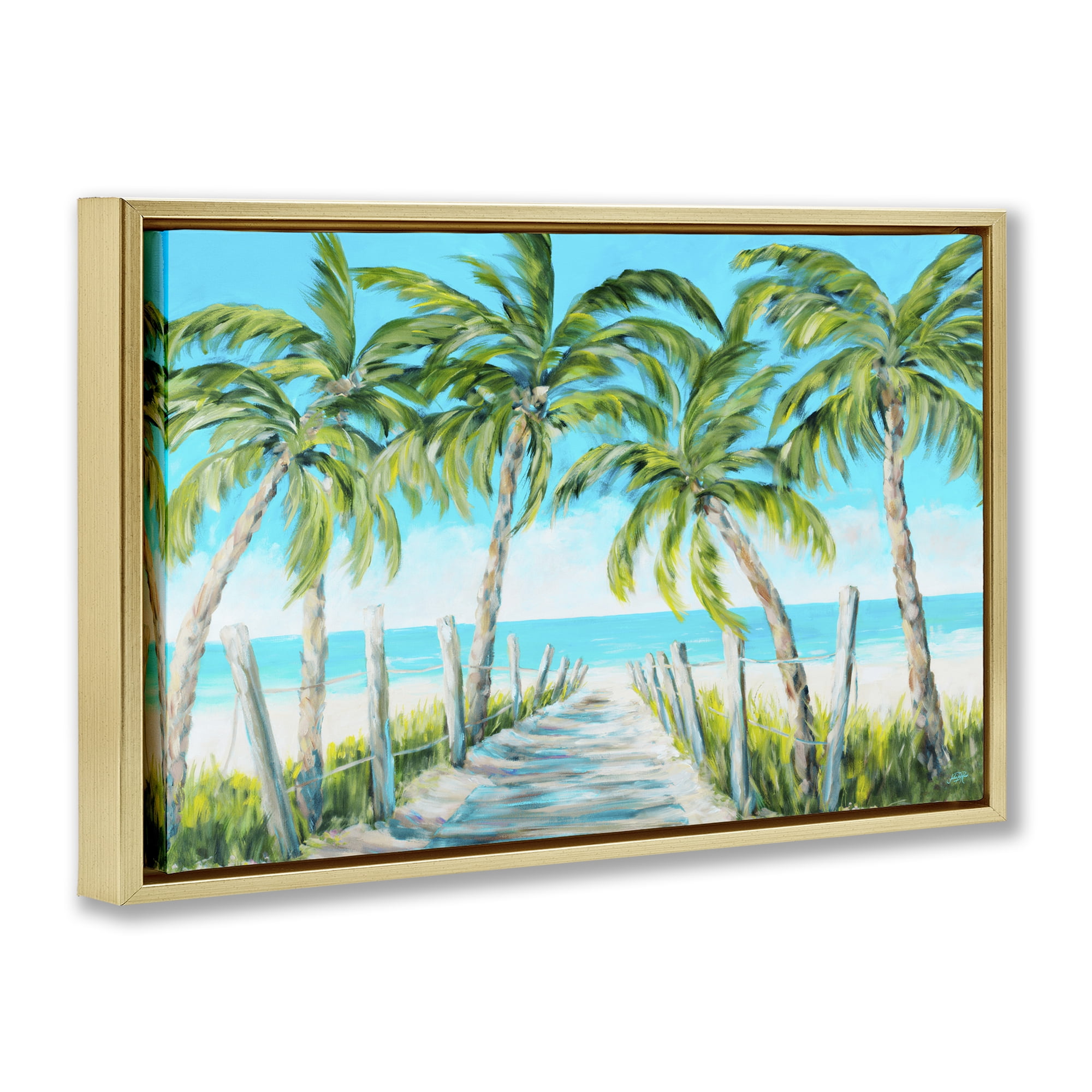 Stupell Industries The Path To Paradise Gold Framed Floater Canvas Wall Art, design by Julie DeRice