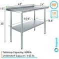 thumbnail image 3 of AmGood 24 in. x 48 in. Stainless Steel Work Table with 1.5 in. Backsplash | Metal Kitchen Food Prep Table, 3 of 9
