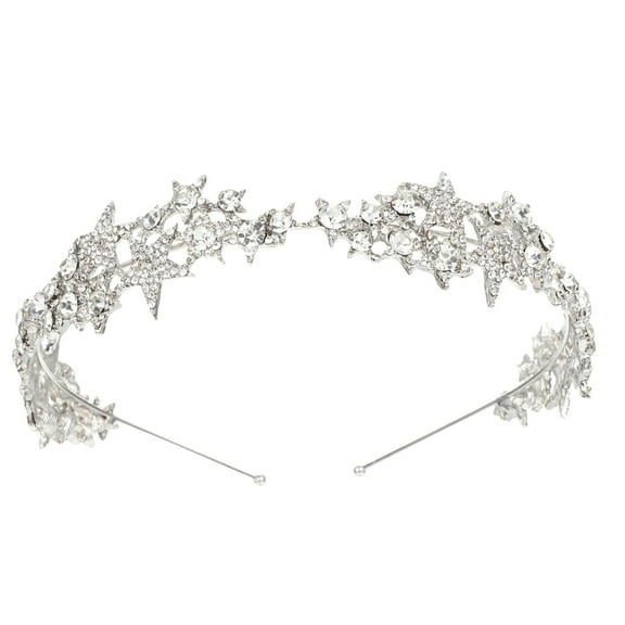 KONTONTY Silver Star Crown Bridal Accessory for Weddings and Parties Eye-Catching Headdress