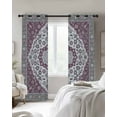 thumbnail image 3 of Boho Flower Blackout Curtains for Bedroom Living Room, Pink Purple Bohemia Geometric Tribal Ethnic 63 In Long Thermal Insulated Room Darkening Drapes Grommet Window Treatments, 42 x 63 In, 3 of 9