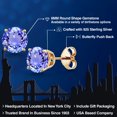 thumbnail image 2 of Gem Stone King 18K Yellow Gold Plated Silver Blue Tanzanite Stud Earrings for Women | 1.80 Cttw | Gemstone December Birthstone | Round 6MM, 2 of 6