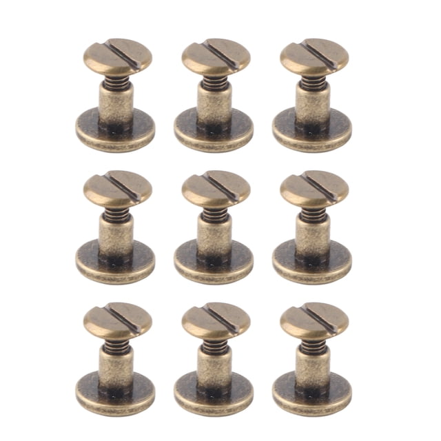 Flat Head Rivets & Screws Bronze, 20pcs Flat Head Copper Brass Screws Nuts Nails Rivets Leather Accessory DIY Leather Craft
