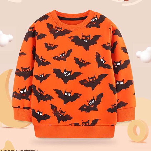 SOFTCCLO Boys Sweatshirts Halloween Print Fall Winter Crewneck Pullover Top Stylish Sweatshirts for Boys Size 5-6Y