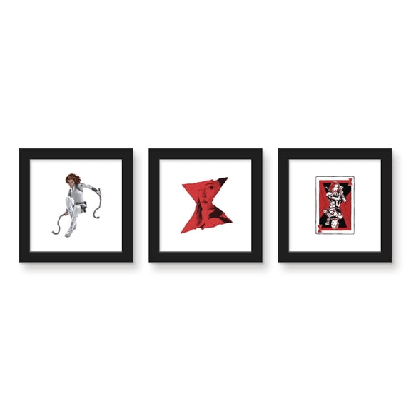 Gallery Pops Marvel Black Widow - Natalia Romanoff Wall Art Bundle (3-Pack), Black Framed Version, 12" x 12"