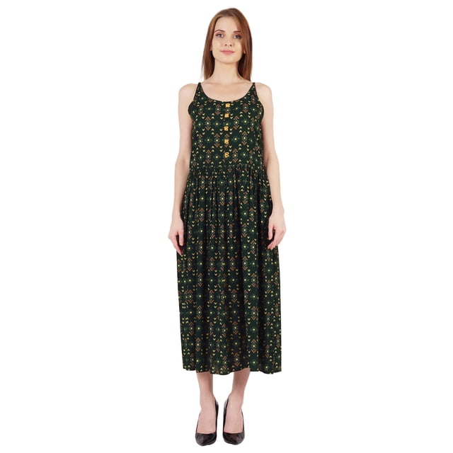 Phagun Robe d'Été Décontractée Ample pour Femme, Longue, Sans Manches, Maxi, Robe d'Été pour Plage et Villégiature