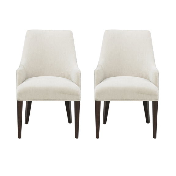 Beever Cream Chenille Dining Armchair with Rubberwood Legs - Set of 2
