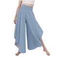 thumbnail image 1 of ICHUANYI Clearance Women Solid High Waisted Yoga Pants Hippie Pilates Trousers Boho Beach Irregular Elastic Waist Pants(Light Blue, S) ICHUANYI WER2023081117987, 1 of 7