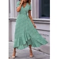 thumbnail image 3 of Vestido PRETTYGARDEN Maxi Cruzado Floral Cuello en V Manga Corta S, 3 of 8