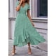 thumbnail image 3 of Vestido PRETTYGARDEN Maxi Cruzado Floral Cuello en V Manga Corta S, 3 of 8