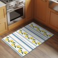thumbnail image 2 of 2x3 Ft Entryway Area Rug, Lemon Striped Kitchen Rug Runner Washable Floor Mat, Yellow Fruit Blue White Geometric Non Slip Indoor Door Mat Throw Carpet for Bathroom Living Room Bedroom, 2 of 8