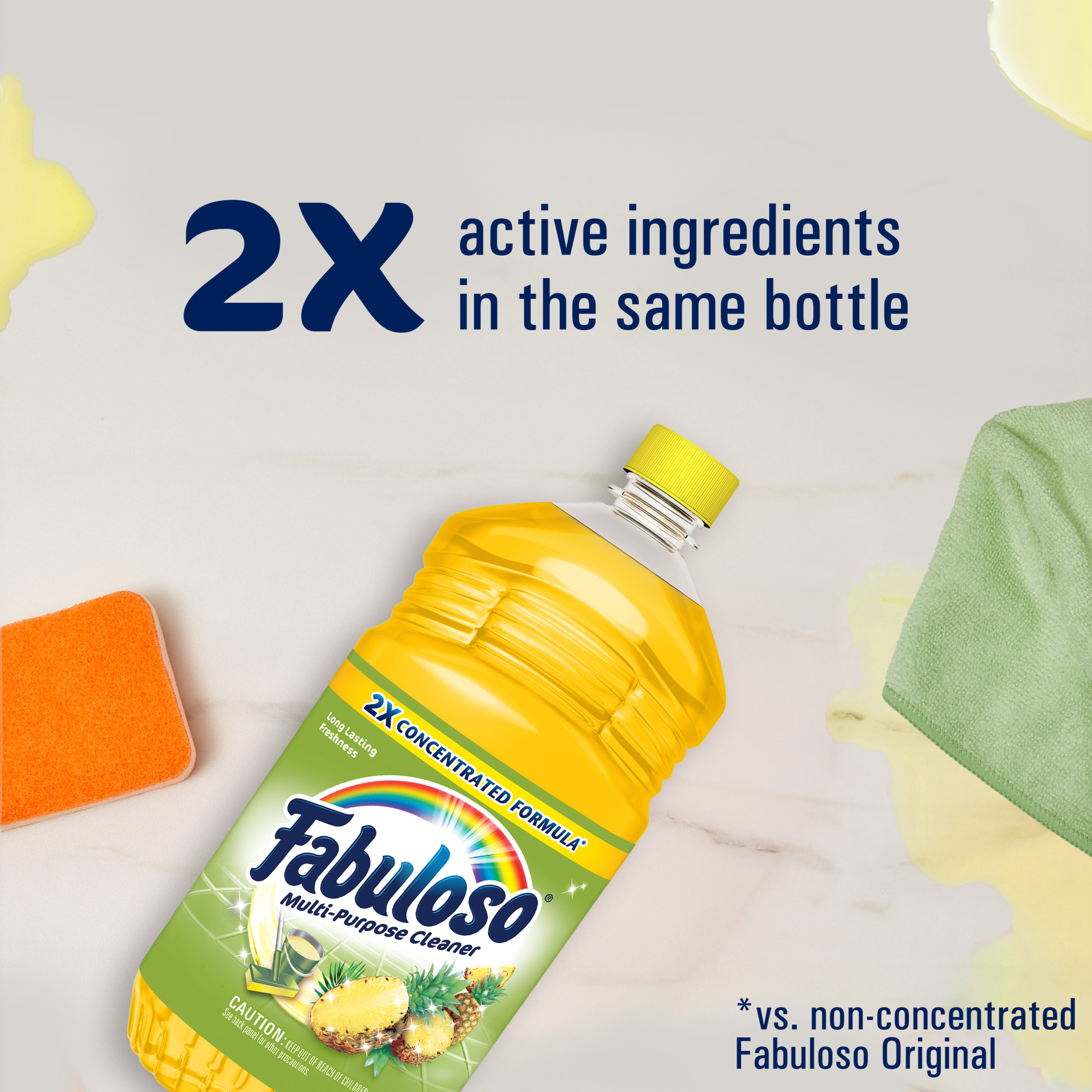 Fabuloso Multi-Purpose Cleaner, 2X Concentrated Formula, Floor Cleaner, Pineapple Scent, 56 fl oz