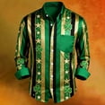 thumbnail image 2 of IWRICH Men's St. Patrick's Day Print Casual Shirt Shamrock Saint Patricks Day Shirt 04-Green M, 2 of 3