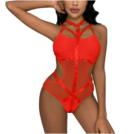 

Mrat Lingerie Sets Women Lace Lingerie Matching Ladies Hanging Neck Mesh Splicing Underwear Jumpsuit Garter Bra and Panty Lace