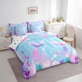 thumbnail image 3 of Manfei Cartoon Mermaid Girl Bedding Comforter Set 7pcs,Ocean Princess Queen Bedding Sets Super Cozy,Kawaii Sea Animal Queen Sheet Sets,Ultra Soft Home Decor,Reversible, 3 of 8