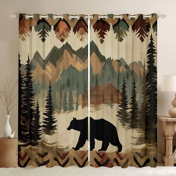 Castle Fairy Safari Bear Blackout Curtains Set of 2 (52x84 Each) for Boys Girls,Jungle Animal Window Curtains,Retro Vintage Aesthetic Curtains and Drapes,Super Cozy Room Decor