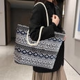 thumbnail image 4 of Bolso de playa Bolsos de playa Bolsos de mano para mujer Bolso de mano de lona bohemio a rayas para mujer con cierre de cremallera, utilitario, impermeable, estético Bolsos de playa, 4 of 6