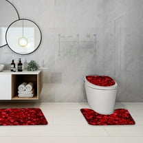 Steadline Valentine's Day Bath Mat Set - 3Pcs Absorbent Polyester Floor Mats - Romantic Bathroom Decor - Luxury Home Textile Gift