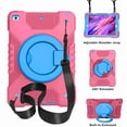 thumbnail image 2 of iPad 7th Generation Case 2019 with Hand Strap, Dteck 8th Generation iPad case with 360 Degree Kickstand Shoulder Strap Three Layer Silicone Cover for iPad 10.2 Inch 2019 2020 Releases, Rose+Blue, 2 of 8