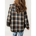 thumbnail image 3 of Womens Plaid Shacket Jacket Long Sleeve Button Down Fleece Hooded Jackets Warm Coat, 3 of 6