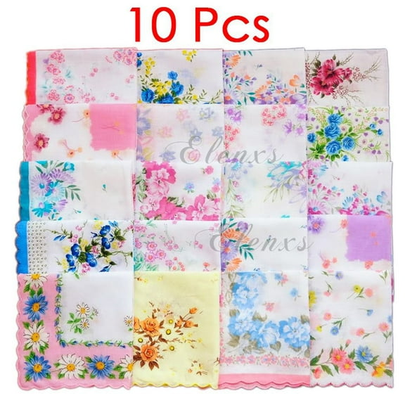 Women's Girls Handkerchiefs Vintage Floral Print Cotton Blossom Flower 30x30cm Hand Towel