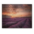 thumbnail image 3 of Designart 'Dramatic Clouds and Sunrise Over Lavender Field XII' Farmhouse Print on Natural Pine Wood, 3 of 5