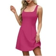 thumbnail image 2 of QingYiHua Dresses for Women 2025 Elegant Classy Short Square Neck A-Line Sleeveless Mini Dress Summer Club Party Short Dresses,Hot Pink, 2 of 8