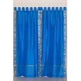 thumbnail image 3 of Tab Top Sheer Sari Curtains 43"W X 120"L matching tiebacks- Handcrafted Blue Indian Drapes Unlined for light & airy ambience Perfect for Living/Bedroom/Dining Room Sold in Pairs, 3 of 6