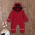 thumbnail image 3 of AWZXDE Baby Set Long Sleeve Solid Color Comfort Warm Hooded Cartoon Zip-Up Romper Outfit for Little Ones Boys Suits Cold Weather Cozy Full Body Set Red,12-18 Months, 3 of 7