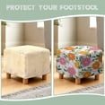 thumbnail image 6 of SCRAWLGOD Daisy Marble Print Pink White Ottoman Cover Square Storage Ottoman Slipcover Thick Stretchable Footrest Stool Covers with Elastic Band for Pets, Machine Washable, 6 of 7