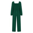 thumbnail image 6 of aidice Summer Jumpsuits for Women Square Neck Long Sleeve Smocked Comfy Loose High Waisted Pants Rompers, 6 of 6