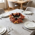 thumbnail image 5 of 10.2" Fall Sunflower & Maple Leaf Candle Ring Wreath, Thanksgiving Tabletop Faux Floral Centerpiece with Mini Pumpkins & Pinecones, Autumn Harvest Pillar Candle Holder Decoration, 1 Pack, 5 of 7