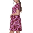 thumbnail image 2 of Goofa Orchids Flowers Pattern Women Summer Short Sleeve Midi Dress with Pockets Casual Aline Flowy Tshirt Dress Vocation Beach Sundress, 2 of 6