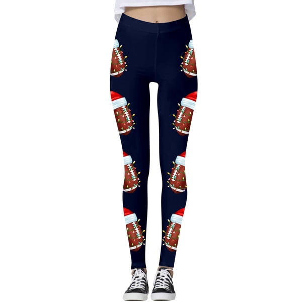 WILLBEST Leggings Deportivos de Compresión con Estampado Navideño de Fútbol para Mujer, Pantalones de Yoga para Entrenamiento Físico, Correr, Deportes Chica