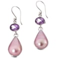 thumbnail image 3 of Teardrop Pink Mabe Cultured Pearl Amethyst 925 Sterling Silver Earrings, 1 1/4", 3 of 3