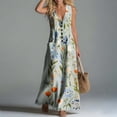 thumbnail image 5 of Zedker Floral Women's Maxi Dresses Sleeveless V Neck Long Dress Beach Sundresses Swing Dress Multicolor M, 5 of 7