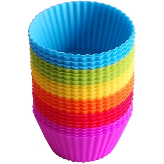 Cupcake molds, 24 pieces reusable silicone baking molds muffin molds