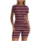 thumbnail image 1 of Blusas para Mujeres Casual Sólido Manga Corta Blusa de Cuello Redondo Y Pantalones Cortos Cintura Elástica Set de Dos Piezas, 1 of 4