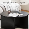 thumbnail image 3 of Wooden Round Coffee Table with Curved Base, 31.5’’ Modern Black Center Table, Tea Table for Apartment, Living Room, Small Space, 3 of 9