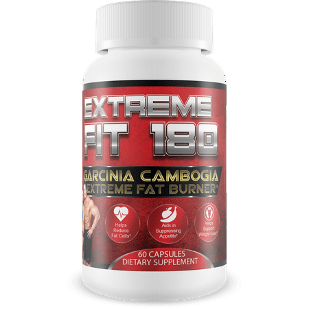 Extreme Fit 180 - Garcinia Cambogia Extreme Fat Burner-60% HCA, Pure Garcinia Cambogia Extract - Extra Strength - Carb Blocker & Appetite Suppressant - All Natural Diet Pills for Women &