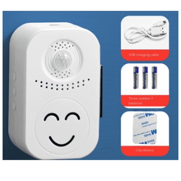 Smart Welcome Doorbell with 120 Degree Viewing Angle and Motion Detection for Retail Establishments Features 12 Voices,1 * Smart Welcome Doorbell,White