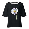 thumbnail image 4 of Xihbxyly Women's 3/4 Sleeve Shirts Women's 3/4 Cropped Sleeve Cotton Linen Top Summer Solid Color Crew Neck T-Shirt Plus Size Vintage Shirt Casual Loose Blouse Trendy Lightweight Soft Plus Size Tops, 4 of 4