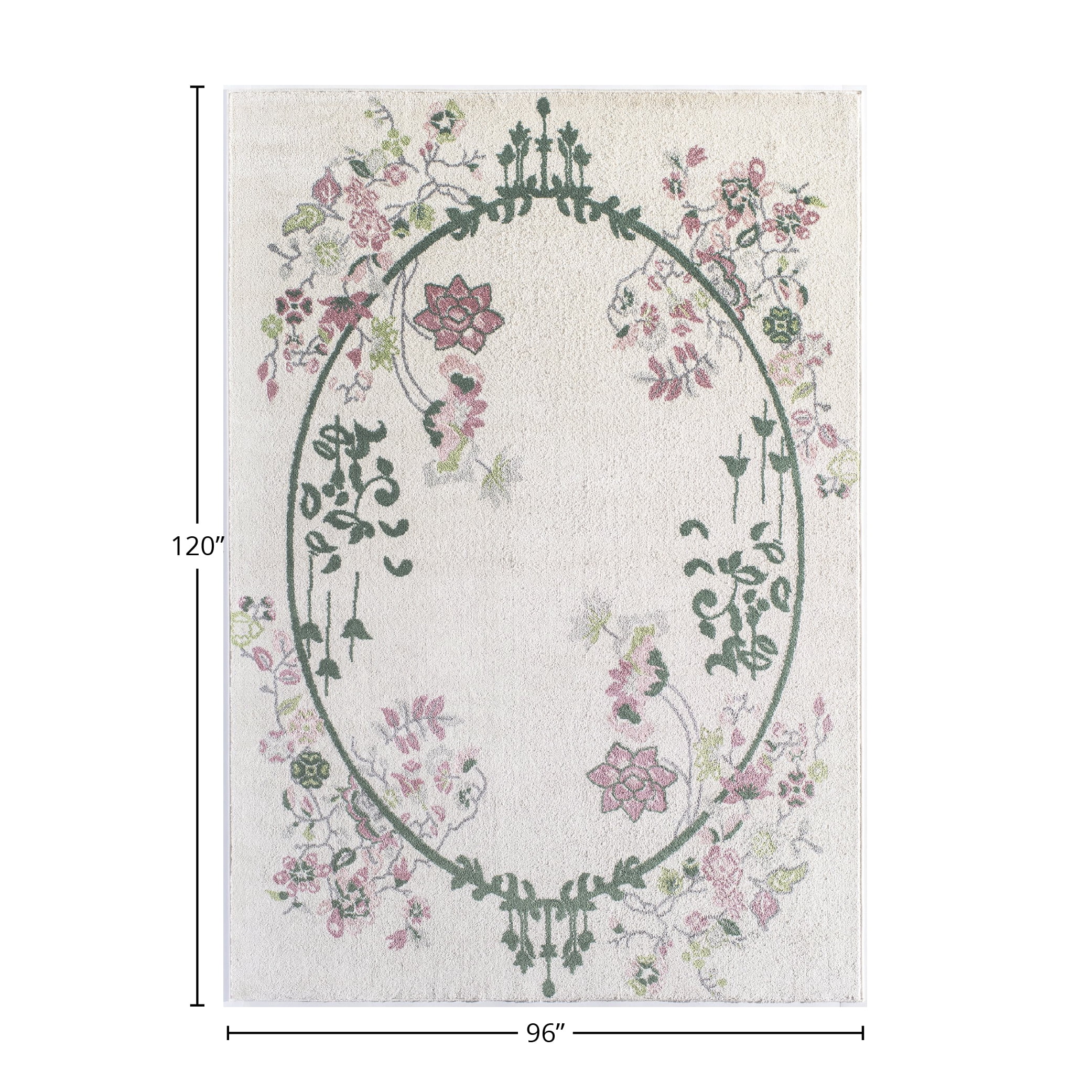 Rugs America Hanna VA20A Cream Magnolia Floral Transitional Beige Area Rug, 8'x10'