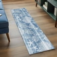 thumbnail image 4 of Blue Coastal Washable Runner Rugs 2'x6', Nautical Starfish Seahorse Coral Summer Low Pile Throw Entryway Rug Non-Slip Sturdy Edge Binding Carpet for Indoor Bedside Entrance Bedside, 4 of 9