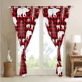 thumbnail image 4 of Rustic Bear Deer Curtains & Drapes Family Christmas Tree Snowflake 30%-50% Blackout Curtains Farmhouse Christmas Decor Window Curtains Buffalo Grid Window Treatments 52Wx63L, 4 of 6