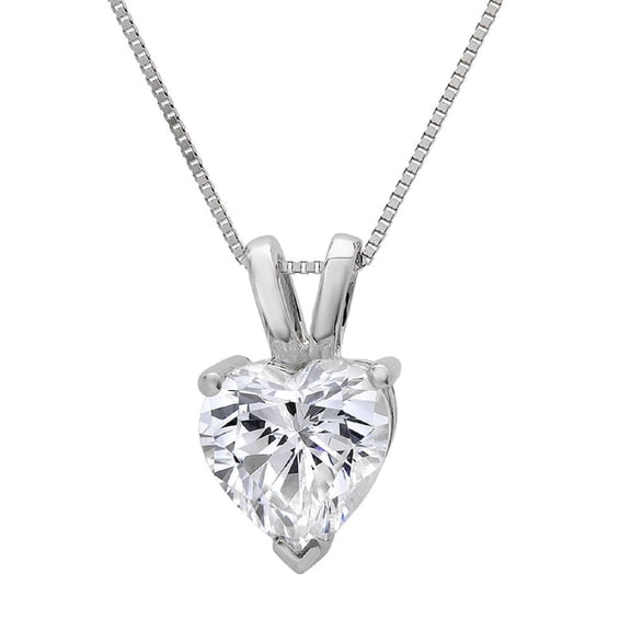 2 Ct Heart Cut Lab-Created Diamond Heart Shape Necklace 925 Sterling Silver