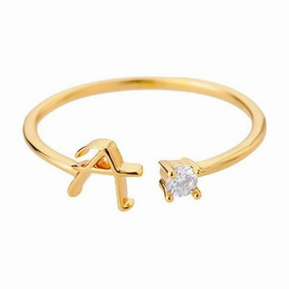 Tiny Initial Letter Rings For Women Stainless Steel A-Z Letters Adjustable Ring Female Christmas Aesthetic Jewelry